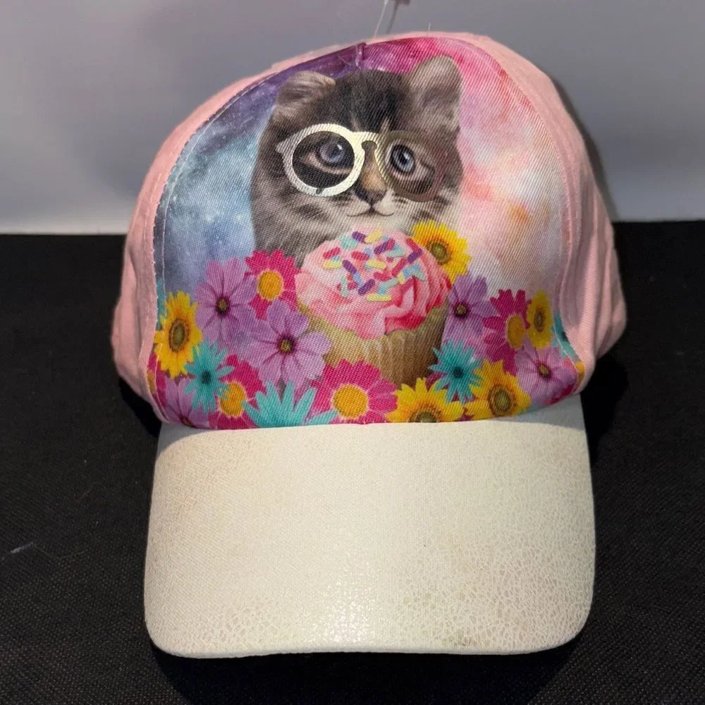 No Boundaries Pink Cat and Flowers Hat